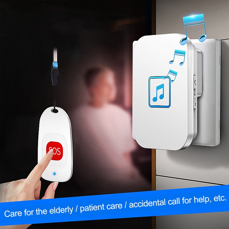 CACAZI C86 Wireless SOS Pager Doorbell Old man Child Emergency Alarm Remote Call Bell, US Plug(White) - Wireless Doorbell by CACAZI | Online Shopping South Africa | PMC Jewellery