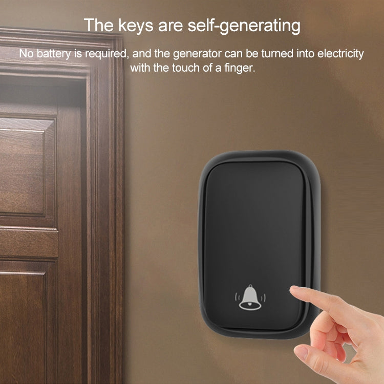 CACAZI FA88 Self-Powered Smart Home Wireless Doorbell, UK Plug(Black) - Wireless Doorbell by CACAZI | Online Shopping South Africa | PMC TechLife | Buy Now Pay Later Mobicred