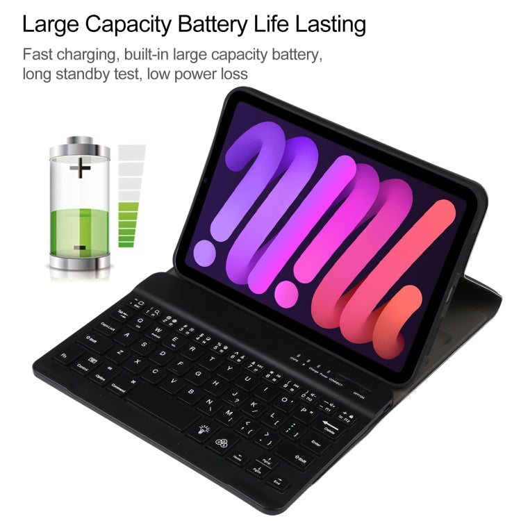 A06S Detachable Lambskin Texture Ultra-thin TPU Backlight Bluetooth Keyboard Leather Tablet Case with Stand For iPad mini 6 (Black) - For iPad mini by PMC Jewellery | Online Shopping South Africa | PMC Jewellery | Buy Now Pay Later Mobicred
