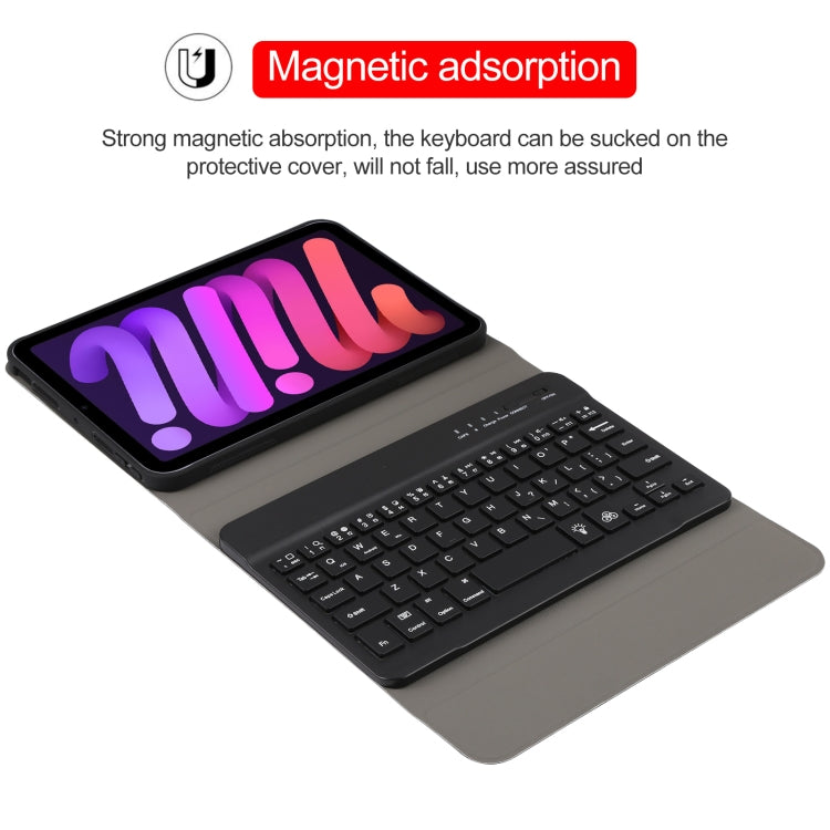 A06S Detachable Lambskin Texture Ultra-thin TPU Backlight Bluetooth Keyboard Leather Tablet Case with Stand For iPad mini 6 (Blue) - For iPad mini by PMC TechLife | Online Shopping South Africa | PMC TechLife