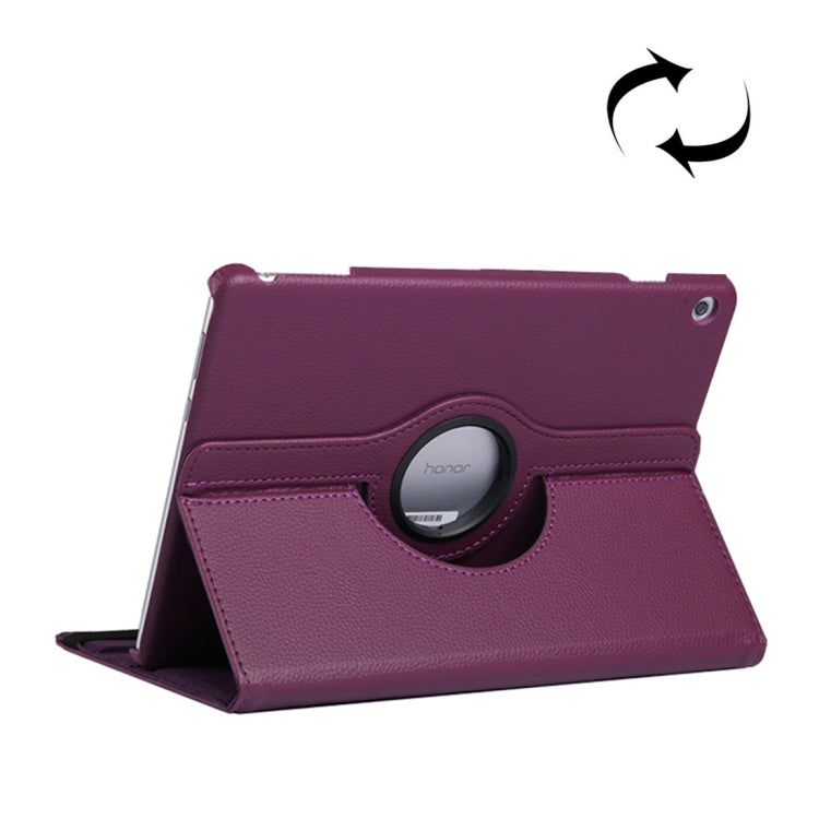 Litchi Texture Horizontal Flip 360 Degrees Rotation Leather Case for Huawei MediaPad T5 10.1, with Holder (Purple) - Huawei by PMC Jewellery | Online Shopping South Africa | PMC Jewellery