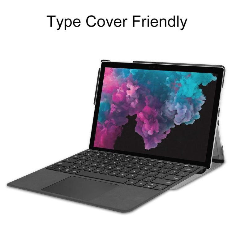 Custer Texture Horizontal Flip PU Leather Case for Microsoft Surface Pro 4 / 5 / 6 / 7 12.3 inch, with Holder & Pen Slot(Black) - Others by PMC TechLife | Online Shopping South Africa | PMC TechLife