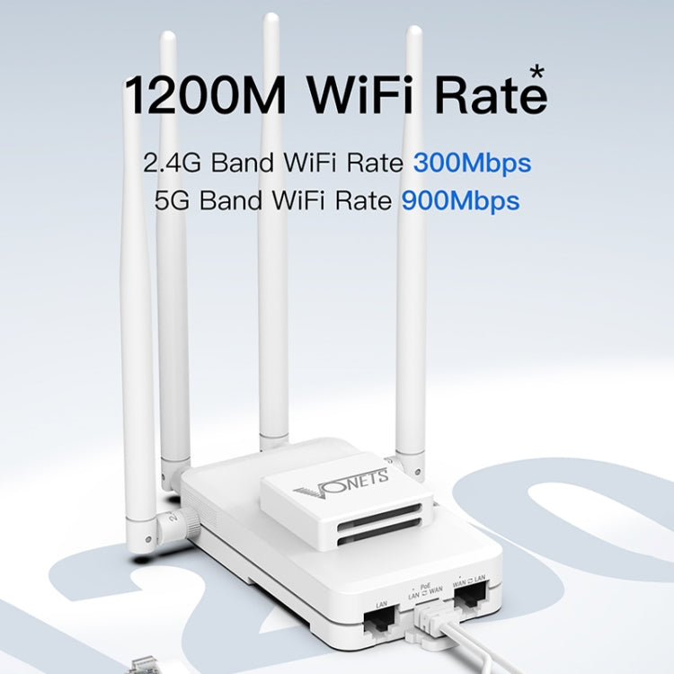 VONETS VAR1200-H 1200Mbps Wireless Bridge External Antenna Dual-Band WiFi Repeater, With DC Adapter Set - Wireless Routers by VONETS | Online Shopping South Africa | PMC Jewellery | Buy Now Pay Later Mobicred