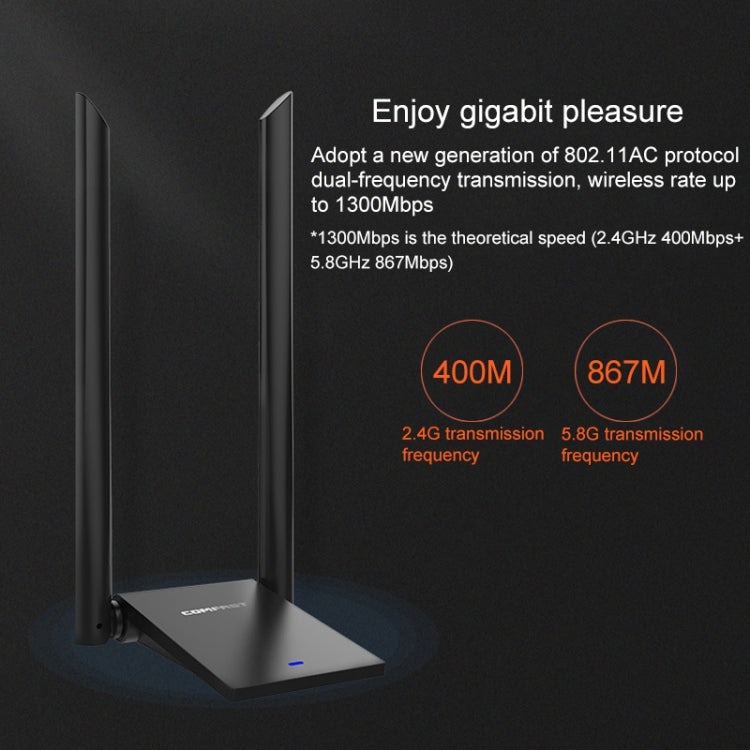 COMFAST CF-WU782ACV2 1300Mbps Dual-band Wifi USB Network Adapter with 2 Antennas - free shipping - PMC Jewellery - Order now!
