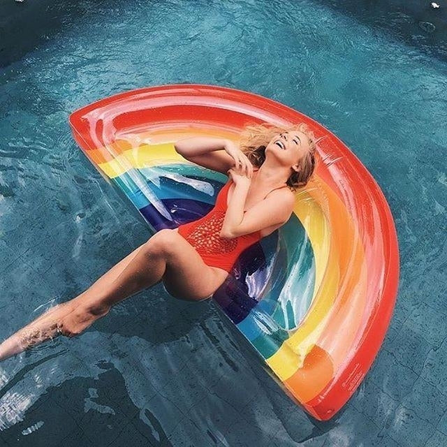 Inflatable Rainbow Shaped Floating Mat Swimming Ring, Inflated Size: 180 x 90cm - Swimming Rings by PMC Jewellery | Online Shopping South Africa | PMC Jewellery