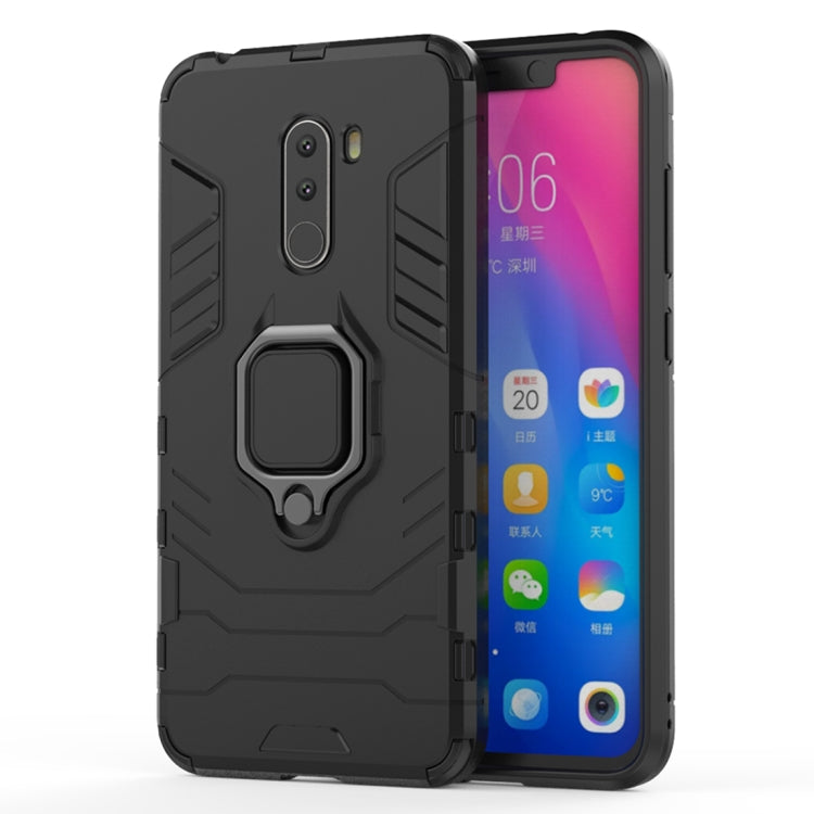 PC + TPU Shockproof Protective Case with Magnetic Ring Holder for Xiaomi Pocophone F1(Black) - Xiaomi Cases by PMC TechLife | Online Shopping South Africa | PMC TechLife