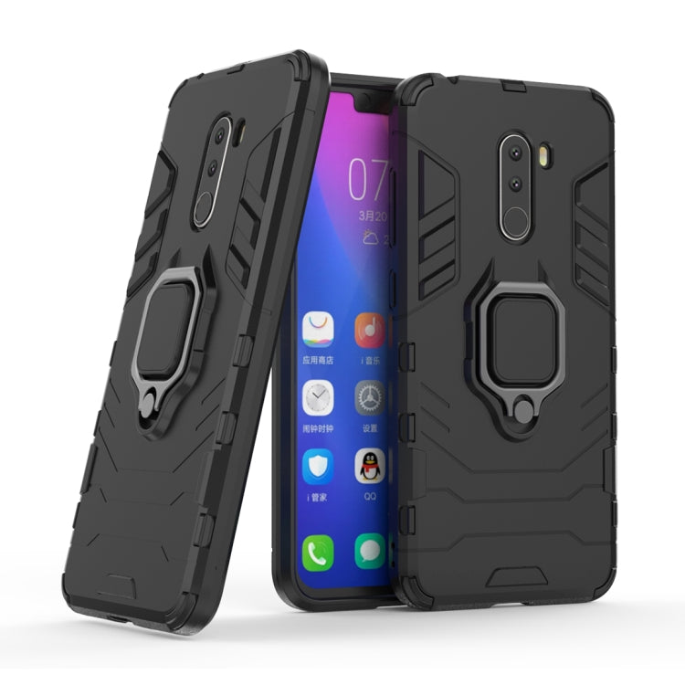 PC + TPU Shockproof Protective Case with Magnetic Ring Holder for Xiaomi Pocophone F1(Black) - Xiaomi Cases by PMC TechLife | Online Shopping South Africa | PMC TechLife