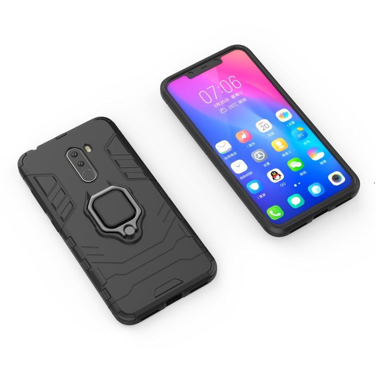 PC + TPU Shockproof Protective Case with Magnetic Ring Holder for Xiaomi Pocophone F1(Black) - Xiaomi Cases by PMC TechLife | Online Shopping South Africa | PMC TechLife