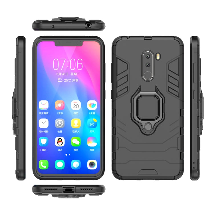 PC + TPU Shockproof Protective Case with Magnetic Ring Holder for Xiaomi Pocophone F1(Black) - Xiaomi Cases by PMC TechLife | Online Shopping South Africa | PMC TechLife