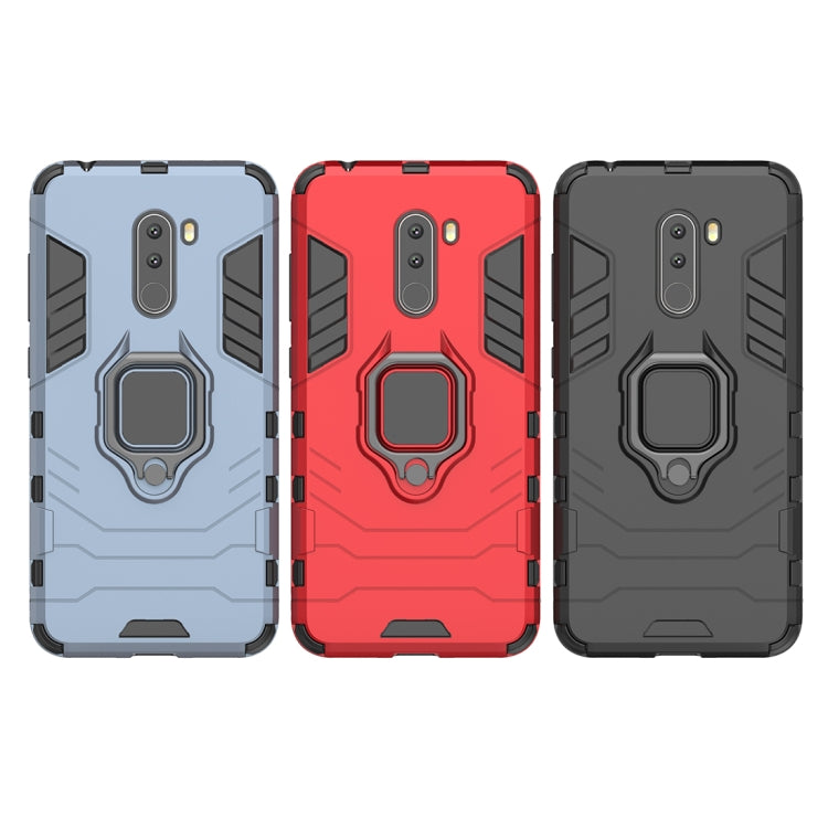 PC + TPU Shockproof Protective Case with Magnetic Ring Holder for Xiaomi Pocophone F1(Black) - Xiaomi Cases by PMC TechLife | Online Shopping South Africa | PMC TechLife