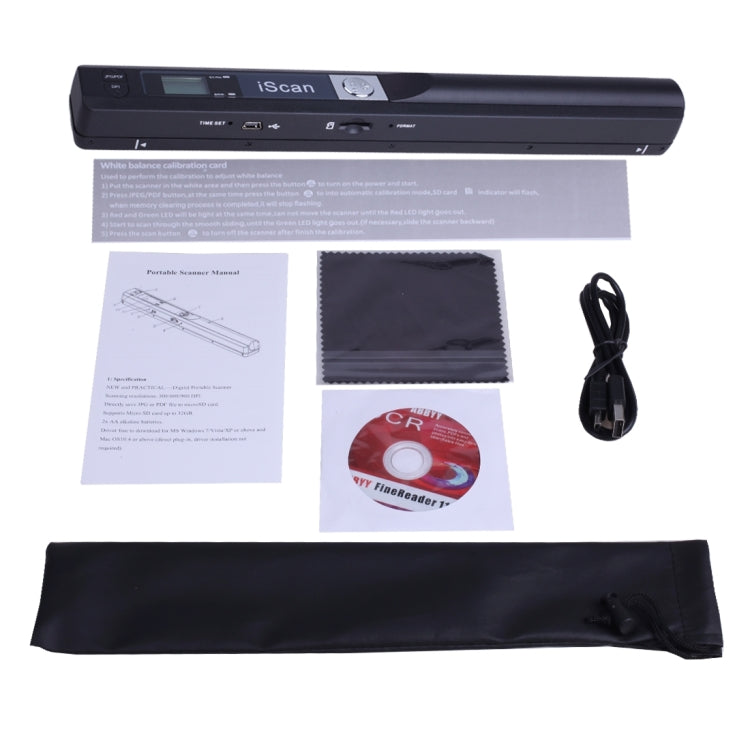iScan01 Mobile Document Handheld Scanner with LED Display, A4 Contact Image Sensor(Black) - Portable Scanner by PMC Jewellery | Online Shopping South Africa | PMC Jewellery