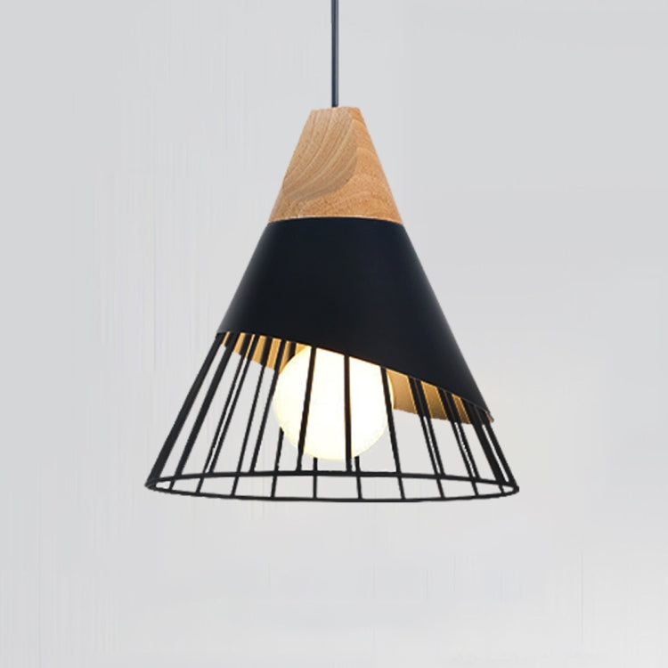 E27 Modern Lighting Iron Solid Wood Pendant Light Hanging Lamp (Black) - free shipping - PMc TechLife - Order now!