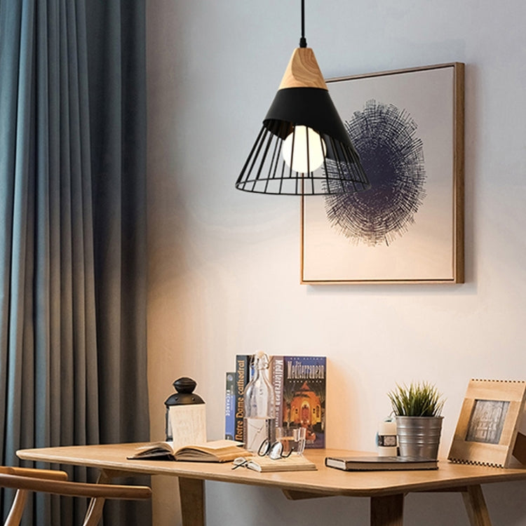 E27 Modern Lighting Iron Solid Wood Pendant Light Hanging Lamp (Black) - free shipping - PMc TechLife - Order now!
