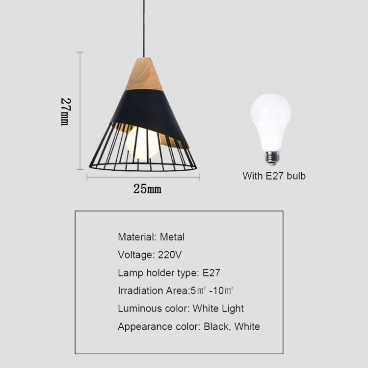 E27 Modern Lighting Iron Solid Wood Pendant Light Hanging Lamp (Black) - free shipping - PMc TechLife - Order now!