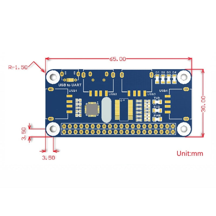 Waveshare 4 Port USB HUB HAT for Raspberry Pi - Modules Expansions Accessories by Waveshare | Online Shopping South Africa | PMC TechLife | Buy Now Pay Later Mobicred