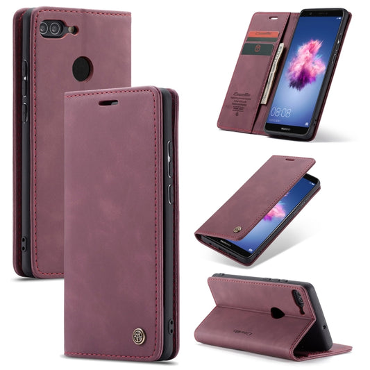 CaseMe Multifunctional Retro Frosted Horizontal Flip Leather Case for Huawei P Smart / Enjoy 7S /  Honor 9 Lite, with Card Slots & Holder & Wallet(Wine Red) - Honor Cases by CaseMe | Online Shopping South Africa | PMC Jewellery | Buy Now Pay Later Mobicred