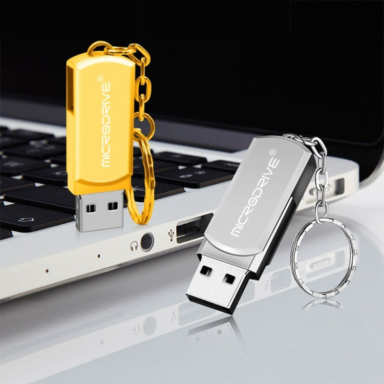 MicroDrive 128GB USB 2.0 Creative Personality Metal U Disk with Keychain (Gold) - USB Flash Drives by MicroDrive | Online Shopping South Africa | PMC Jewellery | Buy Now Pay Later Mobicred