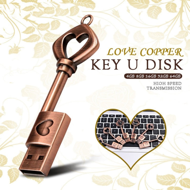 MicroDrive 64GB USB 2.0 Copper Love Key U Disk - USB Flash Drives by MicroDrive | Online Shopping South Africa | PMC Jewellery | Buy Now Pay Later Mobicred