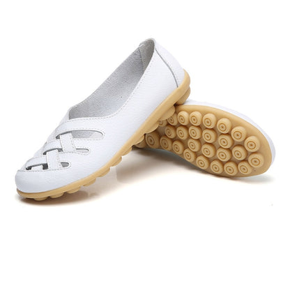 Hollow Woven Casual Nurse Shoes Cover Foot Peas Shoes for Women (Color:White Size:35) - Casual Shoes by PMC Jewellery | Online Shopping South Africa | PMC Jewellery