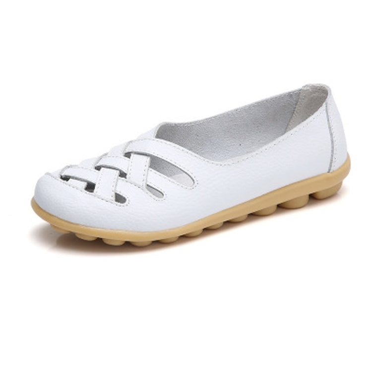 Hollow Woven Casual Nurse Shoes Cover Foot Peas Shoes for Women (Color:White Size:37) - Casual Shoes by PMC Jewellery | Online Shopping South Africa | PMC Jewellery