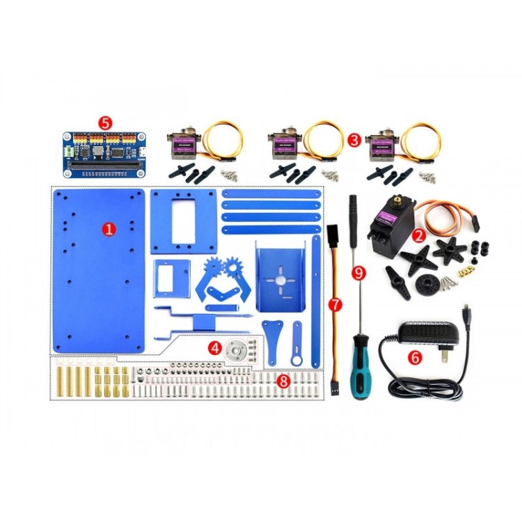 Waveshare 4-DOF Metal Robot Arm Kit for micro:bit, Support Bluetooth, US Plug - Modules Expansions Accessories by Waveshare | Online Shopping South Africa | PMC Jewellery | Buy Now Pay Later Mobicred