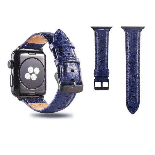 Ostrich Skin Texture Genuine Leather Wrist Watch Band for Apple Watch Series 3 & 2 & 1 38mm(Blue) - Watch Bands by PMC Jewellery | Online Shopping South Africa | PMC Jewellery | Buy Now Pay Later Mobicred