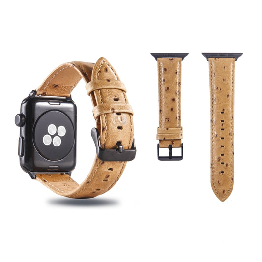 Ostrich Skin Texture Genuine Leather Wrist Watch Band for Apple Watch Series 3 & 2 & 1 38mm(Light Brown) - Watch Bands by PMC Jewellery | Online Shopping South Africa | PMC Jewellery | Buy Now Pay Later Mobicred