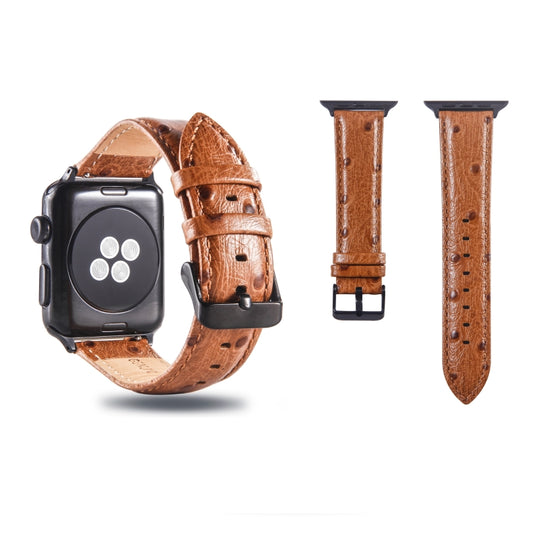 Ostrich Skin Texture Genuine Leather Wrist Watch Band for Apple Watch Series 3 & 2 & 1 38mm(Dark Brown) - Watch Bands by PMC Jewellery | Online Shopping South Africa | PMC Jewellery | Buy Now Pay Later Mobicred