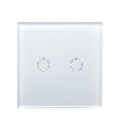 86mm 2 Gang Tempered Glass Panel Wall Switch Smart Home Light Touch Switch with RF433 Remote Controller, AC 110V-240V(White) - Smart Switch by PMC Jewellery | Online Shopping South Africa | PMC Jewellery