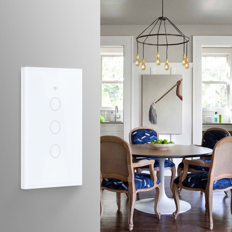 TC120 Wifi Smart Light Switch Glass Screen Touch Panel Voice Control Wireless Wall Switch Work with Alexa Echo / Google Home (White) - Smart Switch by PMC TechLife | Online Shopping South Africa | PMC TechLife