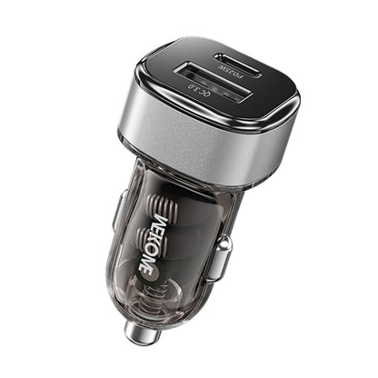 WK WP-C45 Vanguard Series Mecha Transparent USB+Type-C Fast Car Charger (Grey) - Car Charger by WK | Online Shopping South Africa | PMC Jewellery