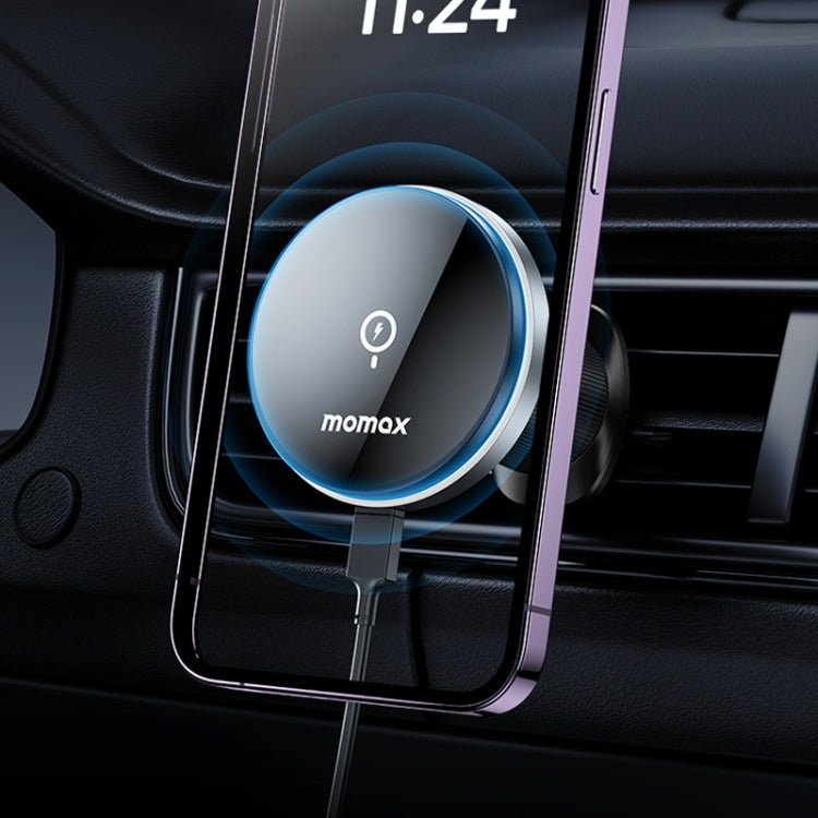 MOMAX CM25A Magnetic Wireless Charger Car Air Outlet Phone Holder - Wireless Charger Holders by MOMAX | Online Shopping South Africa | PMC Jewellery | Buy Now Pay Later Mobicred