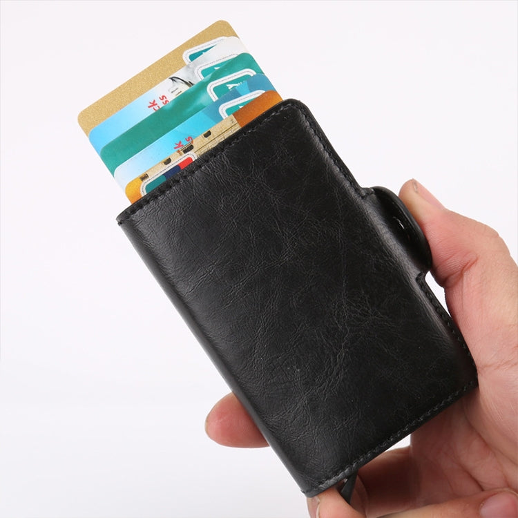 X-7 Antimagnetic RFID  Multi-functional Aluminum Crazy Horse Texture Leather Card Bag Wallet(Black) - free shipping - PMC TechLife - Order now!