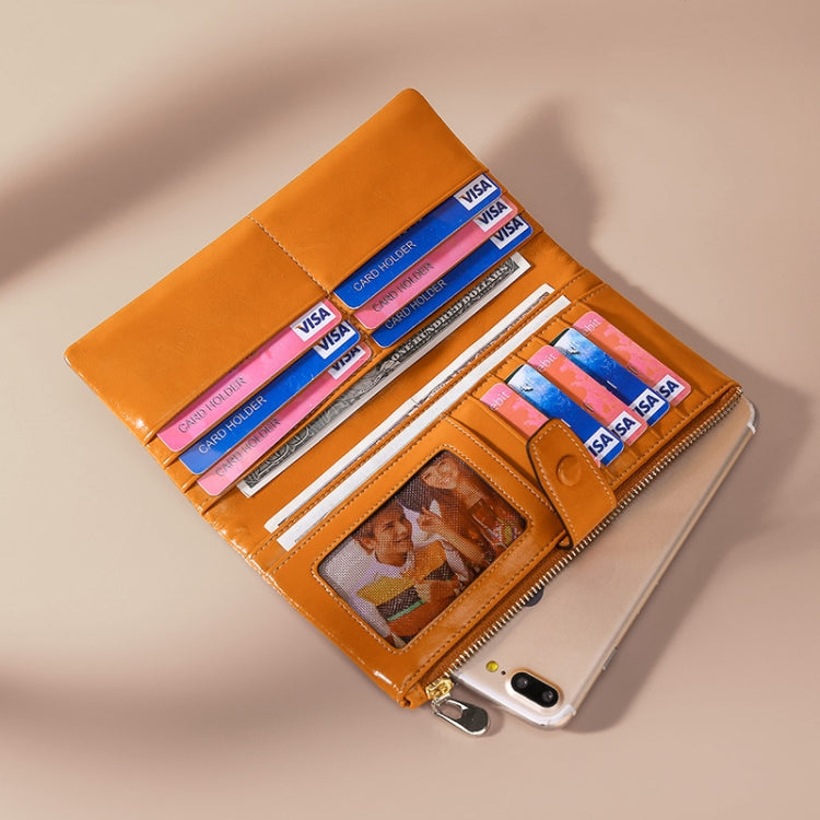 TP-189 Oilskin Leather Multi-functional Zipper RFID Leather Wallet(Brown) - Antimagnetic RFID Package by PMC TechLife | Online Shopping South Africa | PMC TechLife | Buy Now Pay Later Mobicred