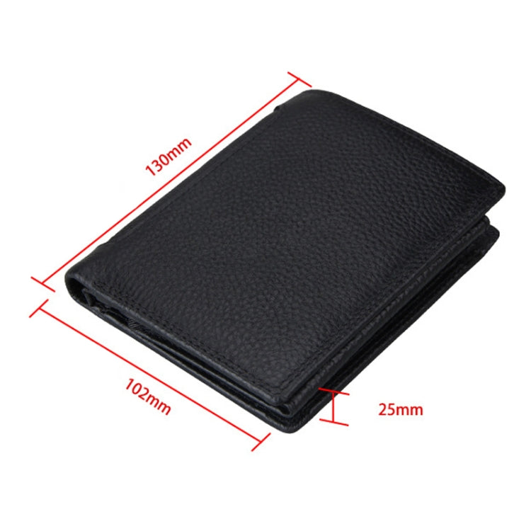 Genuine Cowhide Leather 3-folding Card Holder Wallet RFID Blocking Card Bag Protect Case for Men, Size: 13*10.2*2.5cm(Brown) - Antimagnetic RFID Package by PMC TechLife | Online Shopping South Africa | PMC TechLife | Buy Now Pay Later Mobicred