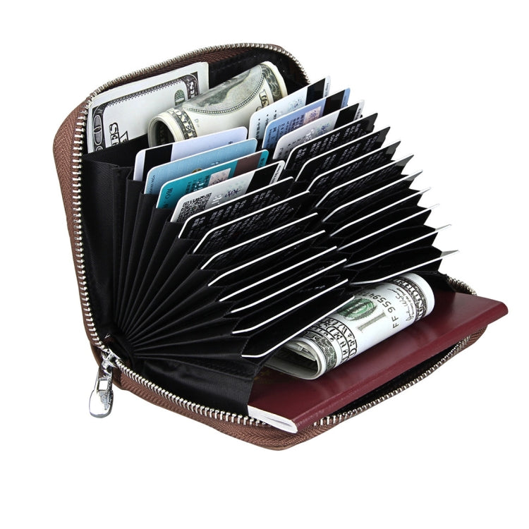 Antimagnetic RFID Multi-functional Genuine Leather Card Package(Coffee) - free shipping - PMC TechLife - Order now!