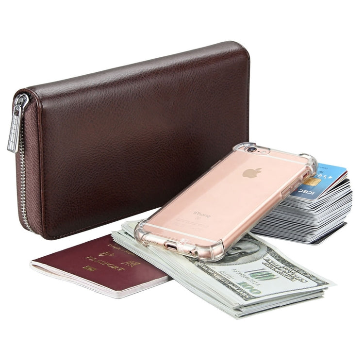 Antimagnetic RFID Large Capacity Long Style Genuine Leather Passport Package / Multifunctional and Many Card Slots Card Package(Coffee) - Antimagnetic RFID Package by PMC Jewellery | Online Shopping South Africa | PMC Jewellery | Buy Now Pay Later Mobicred