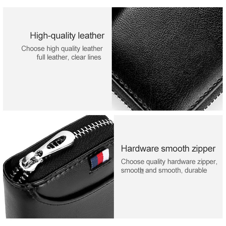 KB155 Antimagnetic RFID Zipper Leather Large-capacity Cards Holder Wallet(Black) - Antimagnetic RFID Package by PMC TechLife | Online Shopping South Africa | PMC TechLife | Buy Now Pay Later Mobicred