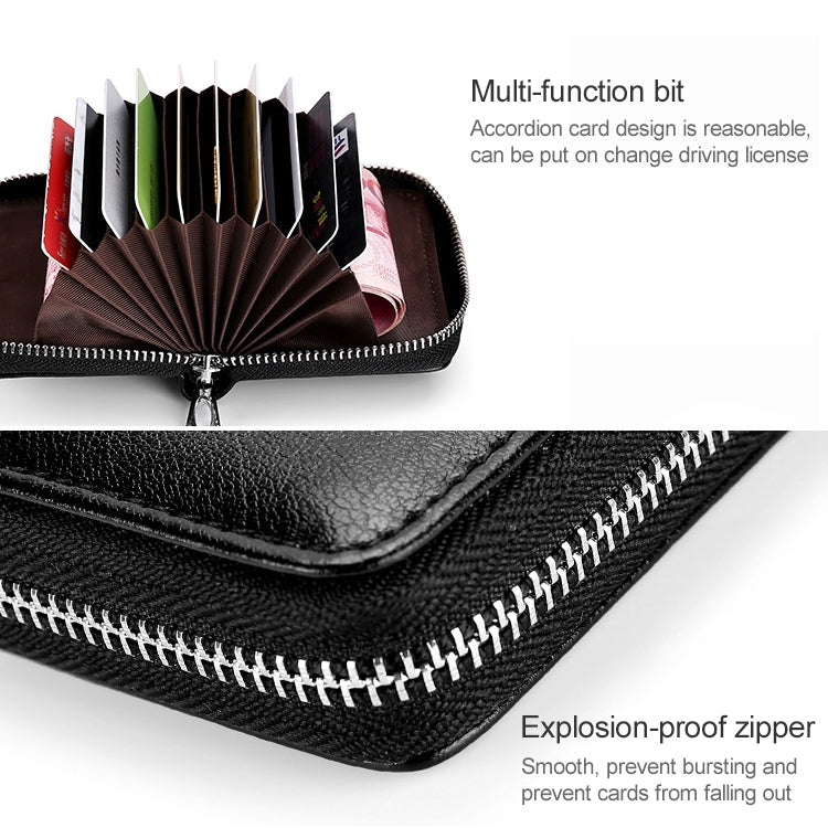 KB155 Antimagnetic RFID Zipper Leather Large-capacity Cards Holder Wallet(Black) - Antimagnetic RFID Package by PMC TechLife | Online Shopping South Africa | PMC TechLife | Buy Now Pay Later Mobicred