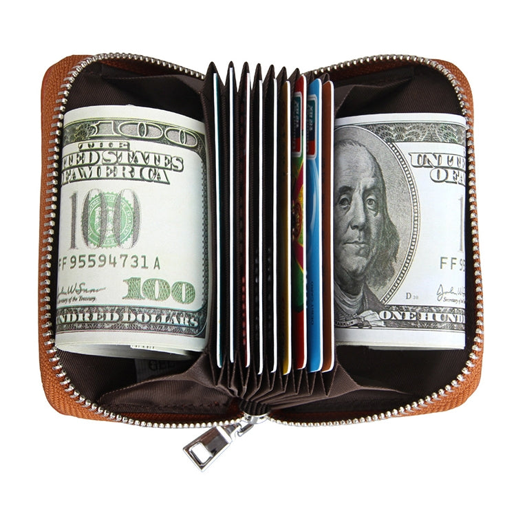 KB205 Antimagnetic RFID Litchi Texture Leather Zipper Large-capacity Card Holder Wallet(Brown) - Antimagnetic RFID Package by PMC TechLife | Online Shopping South Africa | PMC TechLife | Buy Now Pay Later Mobicred