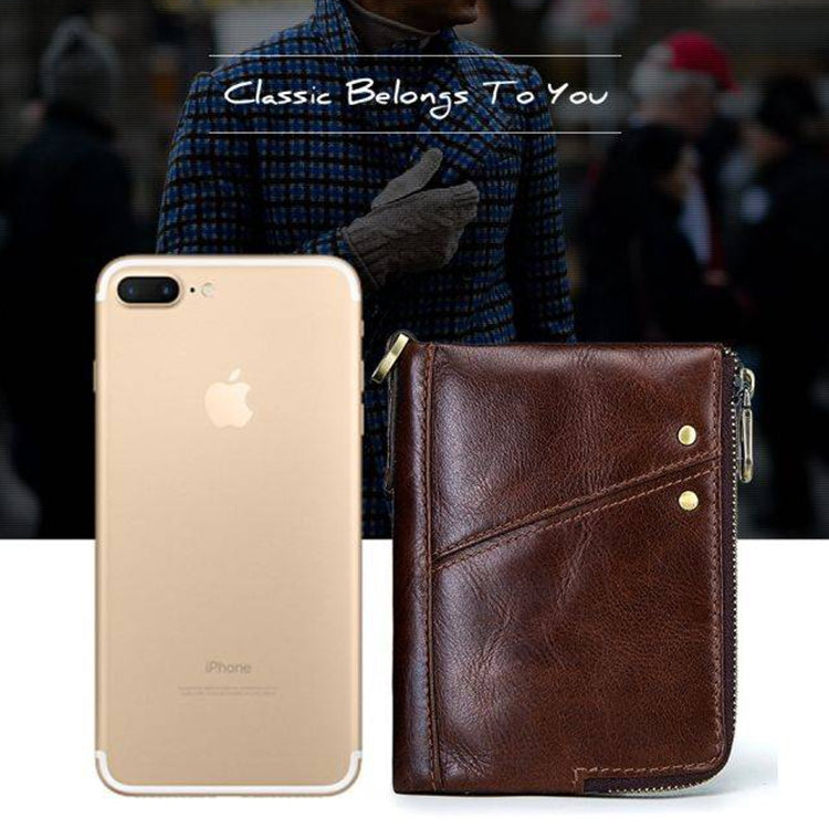3533 Antimagnetic RFID Top-grain Leather Crazy Horse Texture Men Business Leisure Wallet (Black) - free shipping - PMC TechLife - Order now!