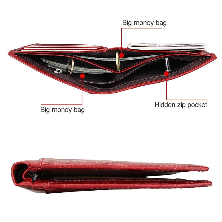 8235 Antimagnetic RFID Multi-function Crazy Horse Texture Leather Wallet Passport Bag(Red) - free shipping - PMC TechLife - Order now!