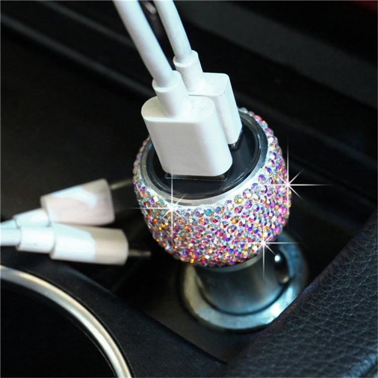 Car Diamond Aluminium Alloy QC3.0 Dual USB Quick Charger(Colour) - Car Charger by PMC TechLife | Online Shopping South Africa | PMC TechLife