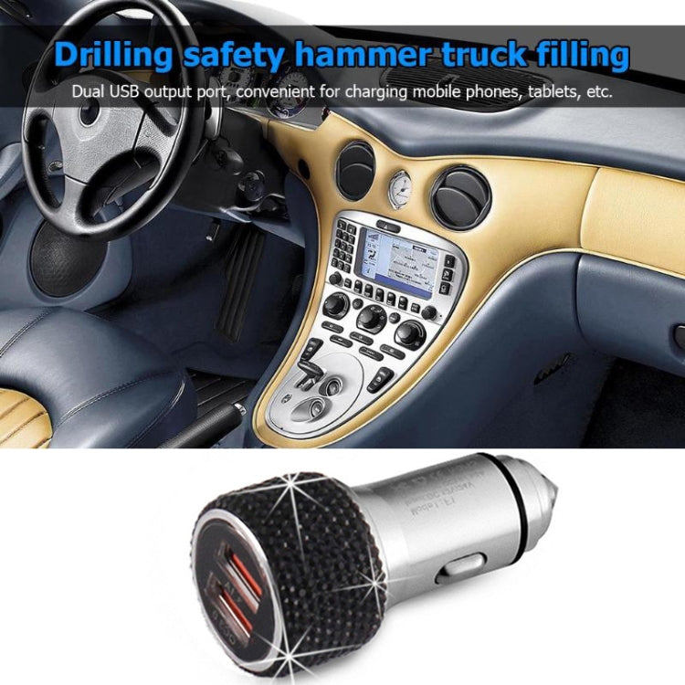 Car Diamond Aluminium Alloy QC3.0 Dual USB Quick Charger(White) - Car Charger by PMC TechLife | Online Shopping South Africa | PMC TechLife