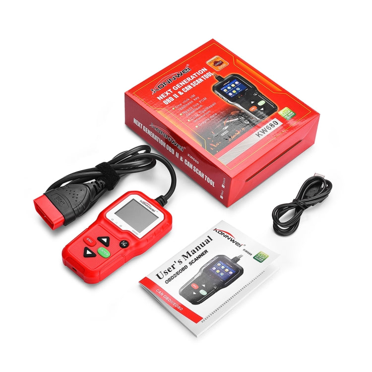 KONNWEI KW680 Mini OBDII Car Auto Diagnostic Scan Tools  Auto Scan Adapter Scan Tool (Can Detect Battery and Voltage, Only Detect 12V Gasoline Car)(Red) - Code Readers & Scan Tools by KONNWEI | Online Shopping South Africa | PMC Jewellery