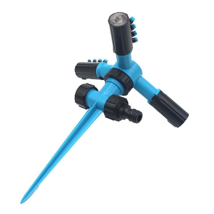 Automatic 360 Rotating Adjustable Garden Water Sprinklers Lawn Irrigation System with 3 Arm Sprayers and Spike Base(Blue) - free shipping - PMC TechLife - Order now!