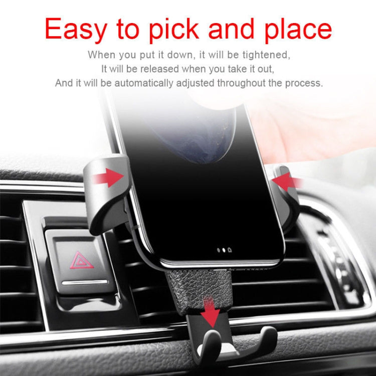 Litchi Texture Gravity Car Mount Phone Holder (Black) - Car Holders by PMC Jewellery | Online Shopping South Africa | PMC Jewellery