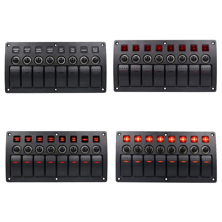 3Pin 8 Way Switches Combination Switch Panel with Light and Projector Lens for Car RV Marine Boat - Car Switches by PMC TechLife | Online Shopping South Africa | PMC TechLife