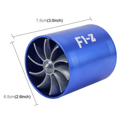 F1-Z Car Stainless Universal Supercharger Dual Double Turbine Air Intake Fuel Saver Turbo Turboing Charger Fan Set kit(Blue) - Engine Fittings by PMC Jewellery | Online Shopping South Africa | PMC Jewellery