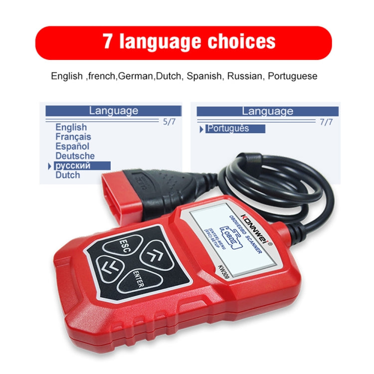 KONNWEI KW309 V309 V310 MS309 Code Reader OBD2 Scanner Diagnostic Tool(Red) - free shipping - PMC TechLife - Order now!